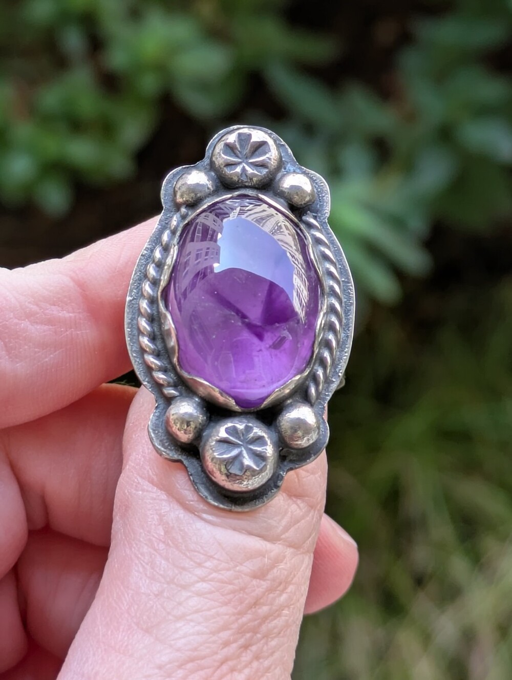 Native Made Silver Ingot Purple Amethyst Statement Ring Alchemist Arby